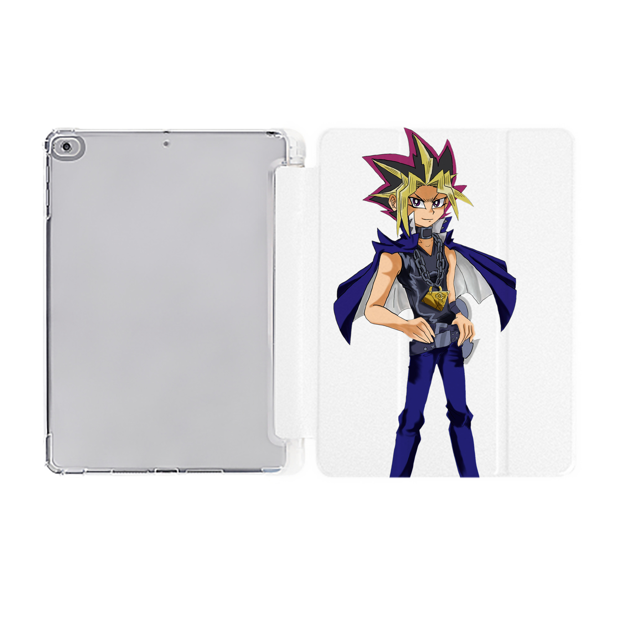 （画像用） 遊☆戯☆王 Yu-Gi-Oh! IPad ケース ペン収納付き 三つ折りスタンド PUレザー×シリコン 対応機種9.5/10.5/10.9インチ